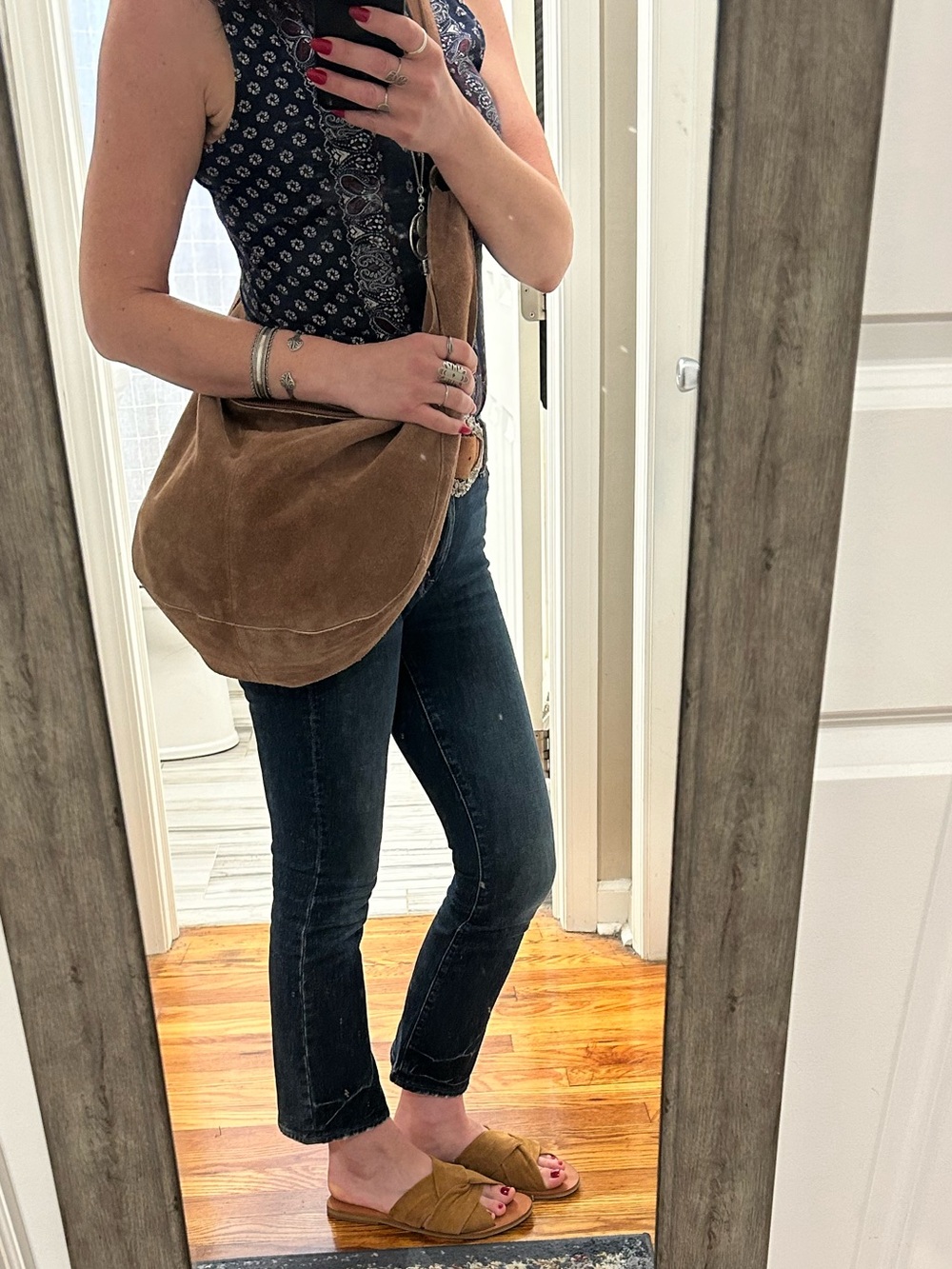 Free People Suede Roma Tote in Rust With Bonus Scarf and Cherry Bag Charm - Picture 10 of 16
